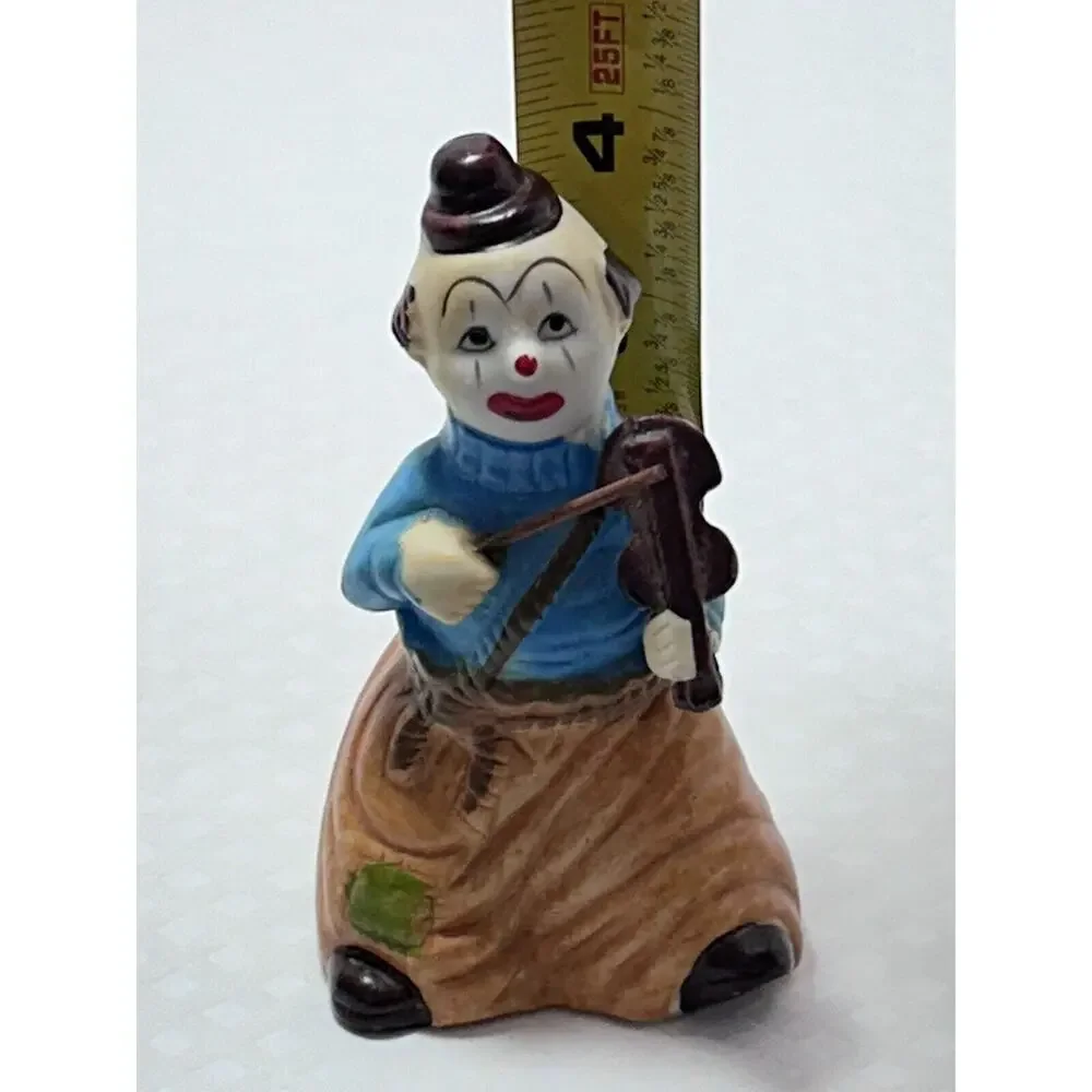 Vintage Happy Violin Hobo Clown‎ Porcelain Figural Bell J.S.N.Y., Taiwan, 4.5”